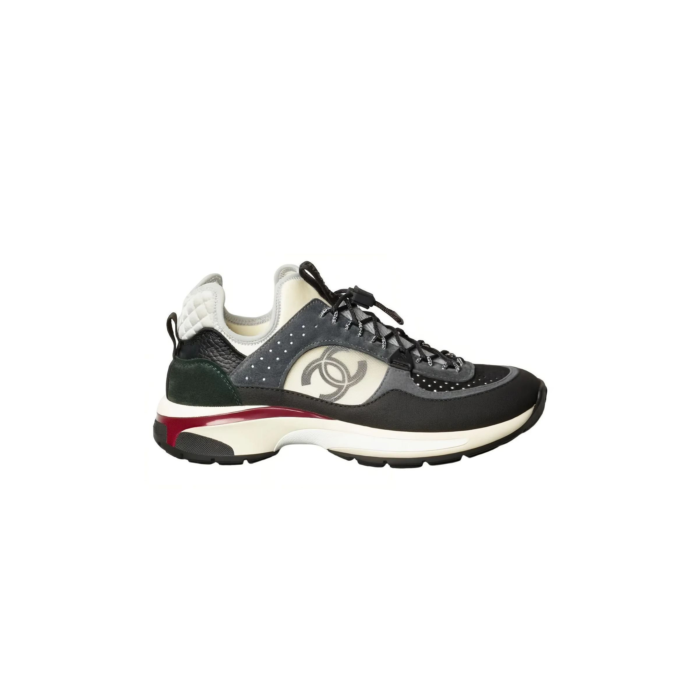 CHANEL SNEAKERS FABRIC, SUEDE CALFSKIN, MESH & FABRIC BLACK, DARK GRAY, WHITE & LIGHT GRAY G39488 Y56142 K4948 CHANEL SNEAKERS FABRIC, SUEDE CALFSKIN, MESH & FABRIC BLACK, DARK GRAY, WHITE & LIGHT GRAY G39488 Y56142 K4948
